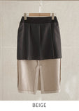 Rive Brushed Herringbone Slit H-Line Skirt (Belt set)