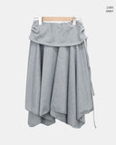 Kira Unbalanced Flare Shirring Skirt