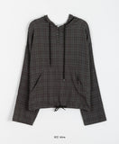Tsuke Vintage String Check Long Sleeve Hood