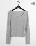 Puning Basic Plain Round Cropped Long Sleeve T-shirt
