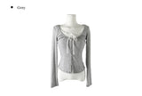 Dosi Ribbon Lace Slim Cardigan T-Shirt