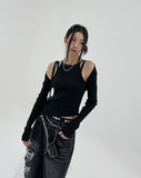 Connie unbalanced halter-neck bolero Set