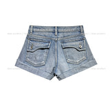 Tani Damage Roll-Up Denim Shorts