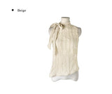 Peril See-through Ribbon Check Unbalance Blouse