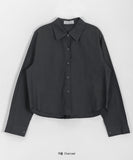 [BAONHAUS] Knob Cotton Crop Long Sleeve Shirt