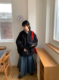 Asohi Button Banding Denim Long Skirt