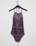 [MADE] Muka hippie stripe net halter neck monokini swimsuit