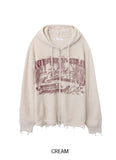 Atonic Lettering Hood Zip-Up Knit