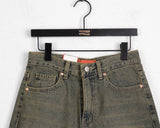 Yat Cat Sand Washing Damage Maxi Denim Long Skirt