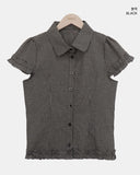 Delda check short-sleeve blouse