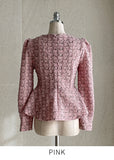 Berin Tweed Puff Peplum Blouse