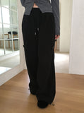 Mada Fleece Side Pintuck Snap Button Two-Way Banding Long Wide Jogger Pants
