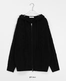 [unisex] Hatomi Heart Punching Knit Hood Zip-Up