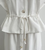 Bena Linen Sleeveless Banding Pants Set