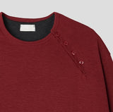 Notch diagonal button layered long sleeve