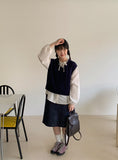 [BAONHAUS] Lulubo Shirring Round Stripe Blouse