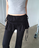 Pinshu Culotte Flared String Bootcut Skirt Pants