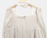 [Muffler Set] Hassen Ribbon Halterneck Puff Blouse Set