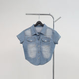 Pias denim cropped shirt