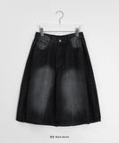 [Unisex] Gelgo Pintuck Washing Denim Bermuda Pants