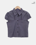 Coated Check Short Sleeve Blouse