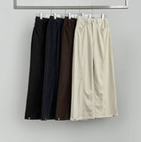 Hem Snap Corduroy Diagonal Cut Long Wide Banding Pants