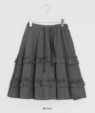 Chiyo Check Frill Tiered Midi Skirt