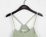 Lyrical Glossy Nylon Shirring Layered Strap Sleeveless Mini One Piece