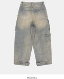 Multi cargo hem snap button heavy denim pants