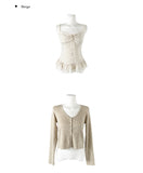 Surin Flower Frill Cardigan Sleeveless Set