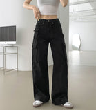 3 Pocket Vintage Pin Tuck Loose Wide Fit Cotton Pants