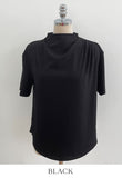 Azrin Half-Neck Drape Short Sleeve T-blouse