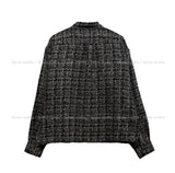 Diruin Tweed Damage Crop Shirt Jacket