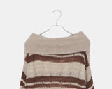 Nia Stripe Off-Shoulder Overfit Long Sleeve Knit
