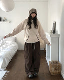 Pona Pintuck Washed Diagonal Cargo Pants