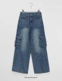 [unisex] Cocoru Washing Cargo Wide Denim Pants