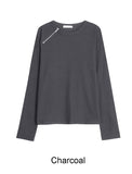 Renid Waffle Zipper Long Sleeve Tee