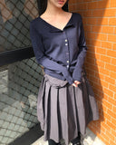 [Frill Back SET] Zeb Pleated Back Banding Midi Skirt