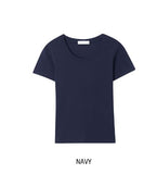 [U-BASIC] Riu Ribbed U-Neck Short Sleeve