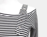 Wondeun Stripe One-Shoulder T-Shirt
