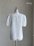 Roble Heart Neck Puff Blouse