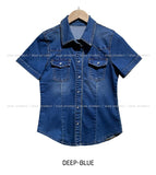 Wes Span Semi-Crop Snap Denim Shirt