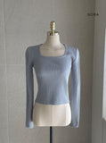 Ereumi Ribbed Square Neck Knit