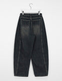 Komei Washing Peach Fuzz Balloon Wide Denim Pants