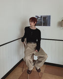 Onen One-Tuck Cotton Wide Slacks