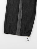 Socif line color matching denim banding pants