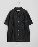 [unisex] Heiko Stitch Pocket Denim Over Short Sleeve Shirt