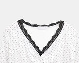 Herang Dot Lace Three Quarter Sleeve T-Shirt