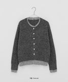 Tichins Color Matching Layered Wool Round Knit Cardigan