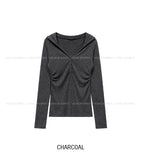 Leon V-Neck Button Slim Hoodie